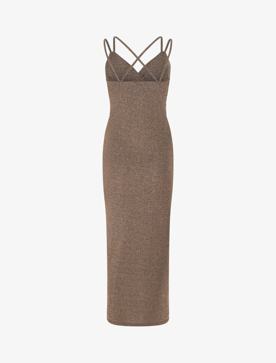 Robe longue irisée à bretelles croisées - Or - 2