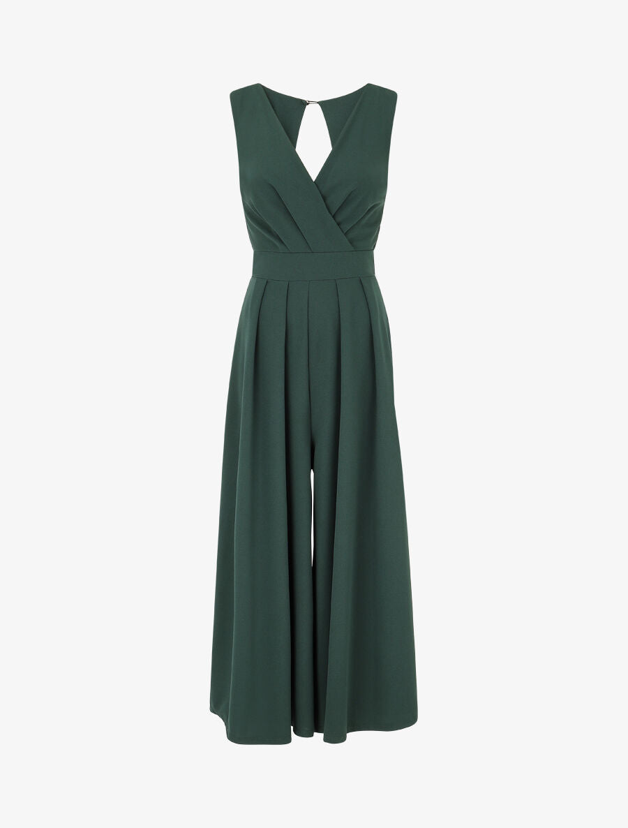 Combinaison unie et ajourée au dos - Vert sapin - 4