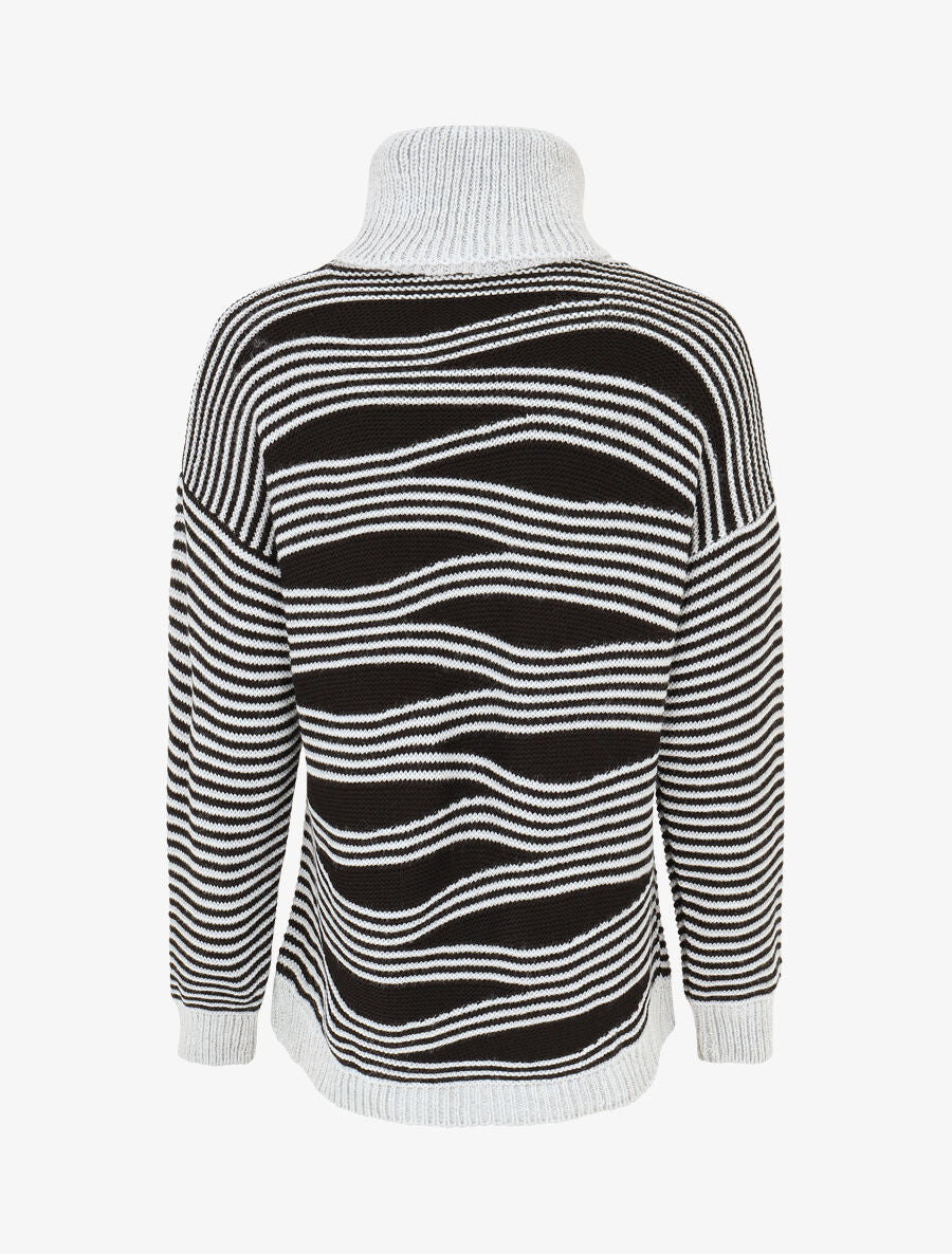 Pull col roulé à imprimé graphique - Gris - 2