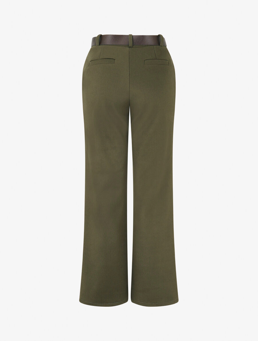 Pantalon épais uni coupe droite - Kaki - 2