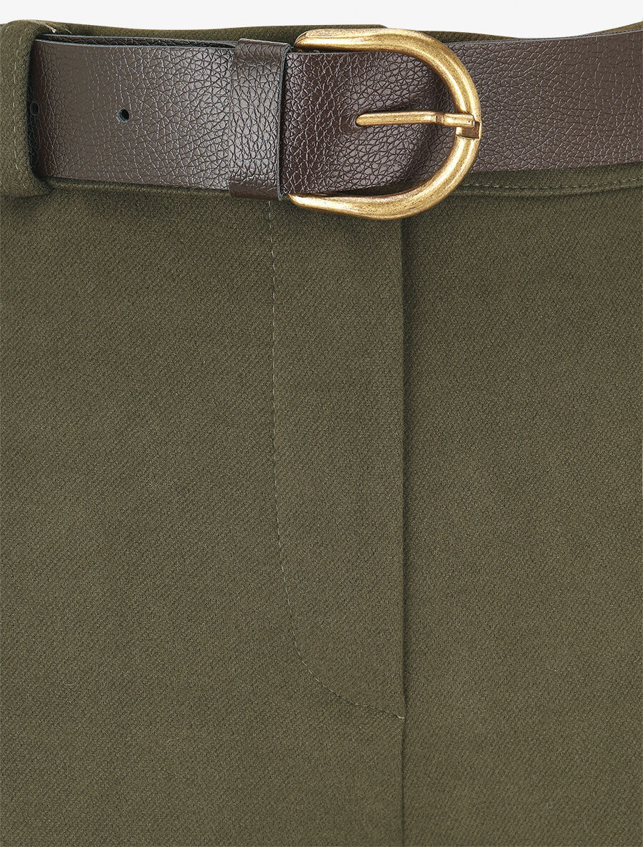 Pantalon épais uni coupe droite - Kaki - 3