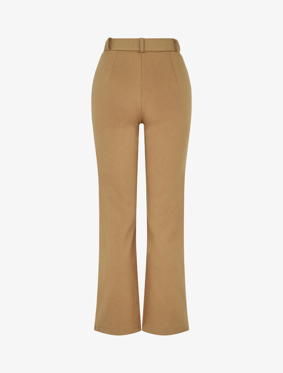 Pantalon long uni ceinturé - Camel - 2