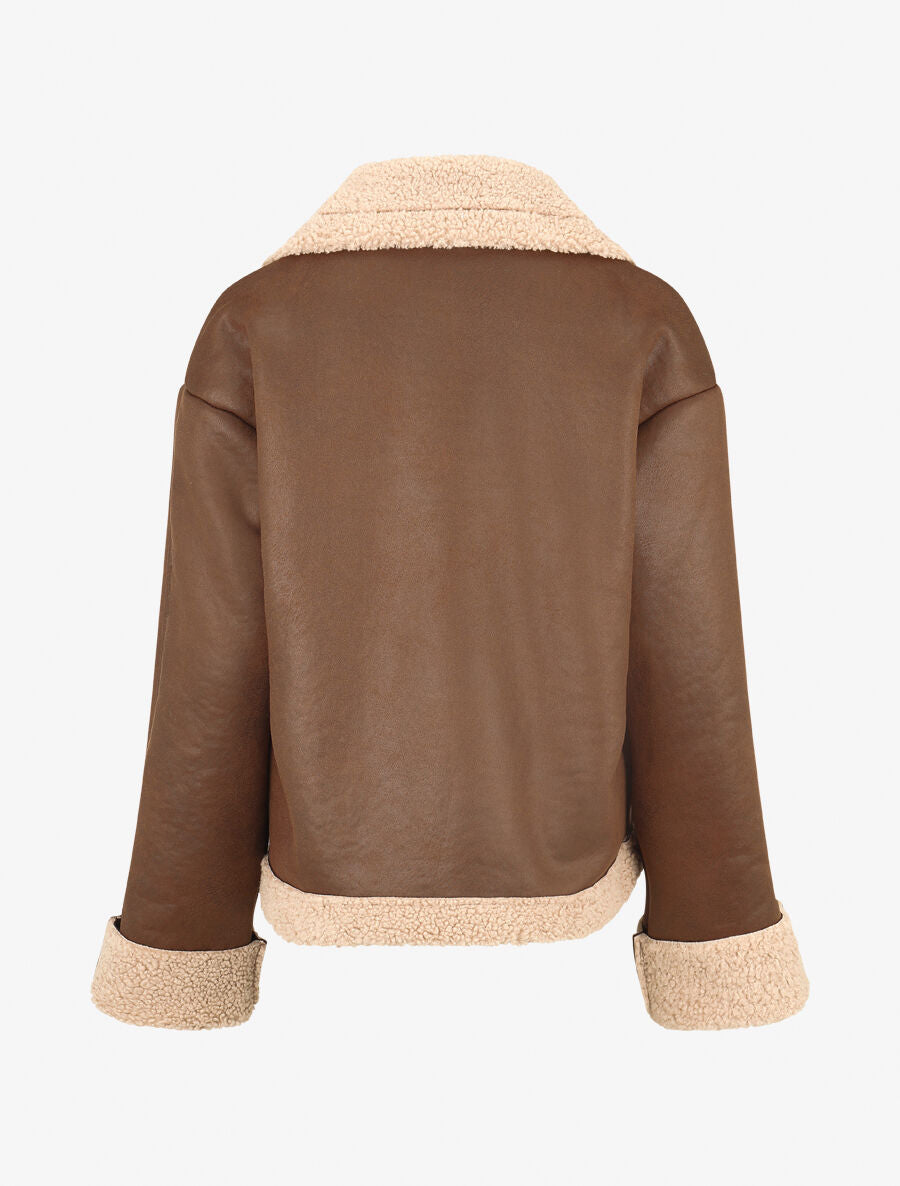 Manteau zippé style aviateur - Marron - 2