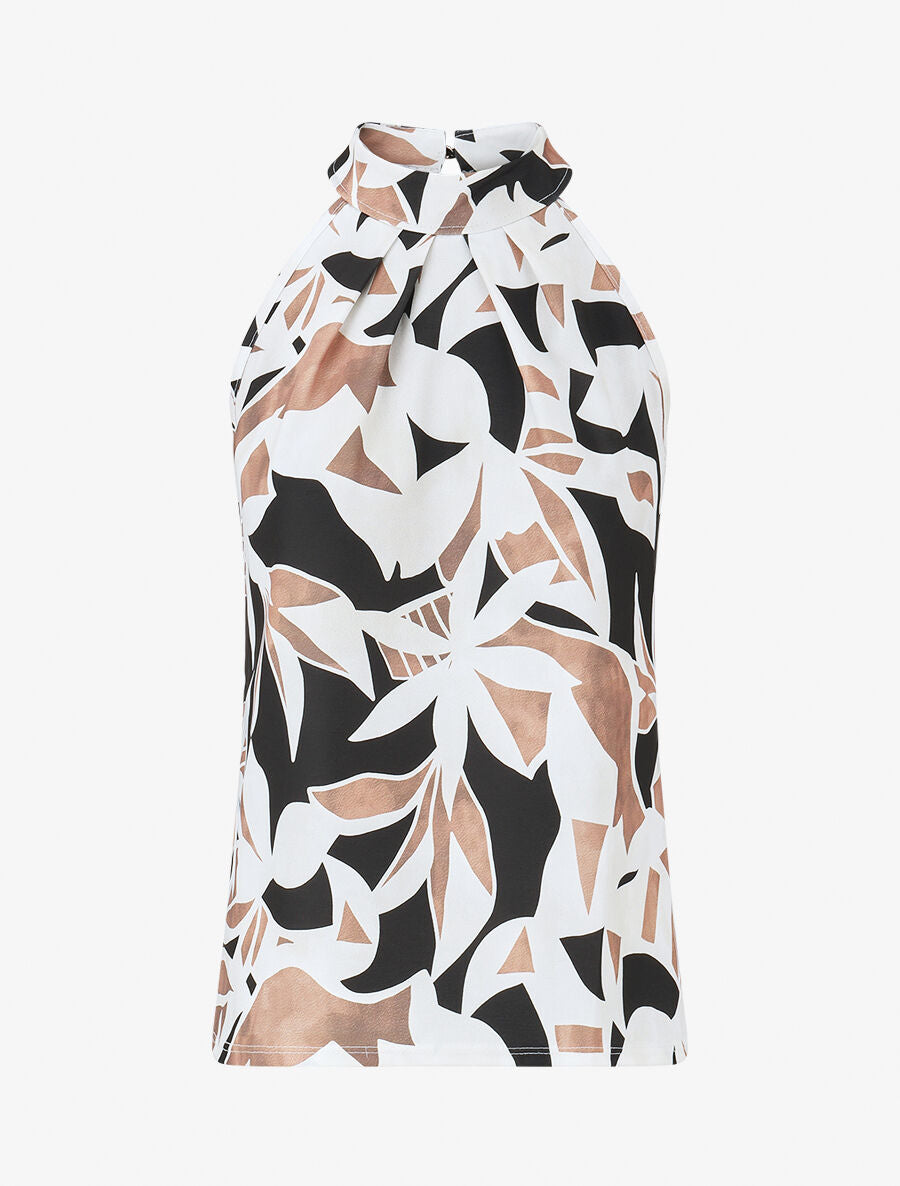 Top sans manches imprimé graphique - Noir - 1