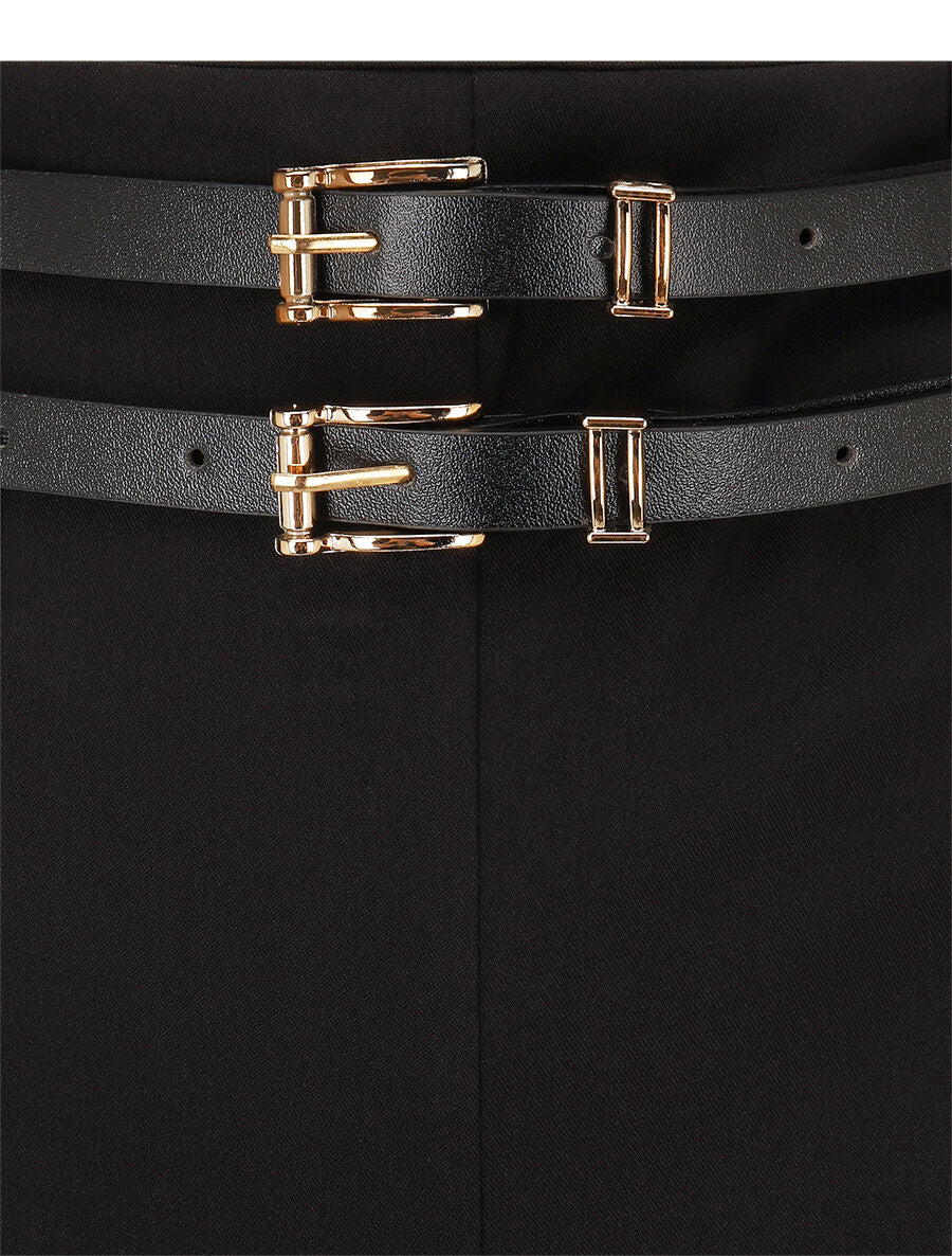 Pantalon droit à double passants - Noir - 3