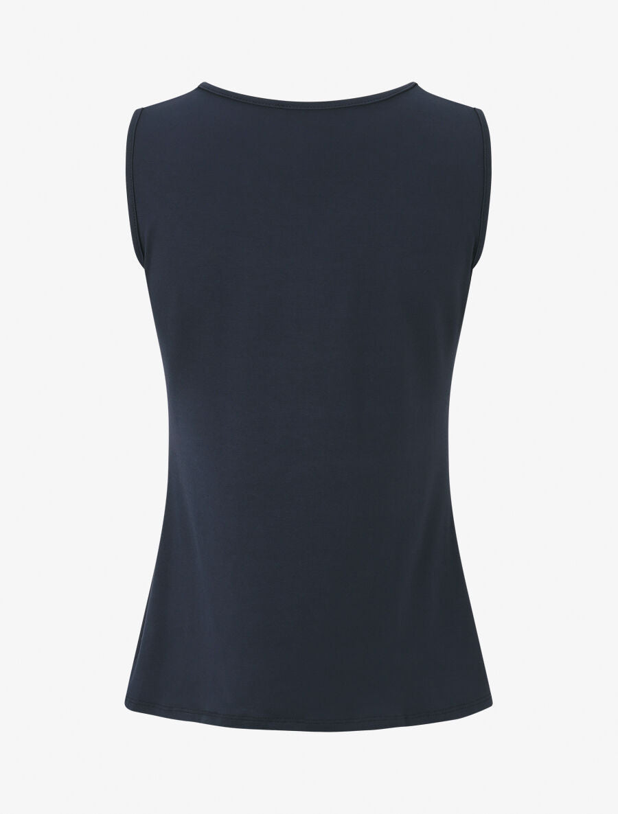 Top droit col rond fantaisie - Marine - 2