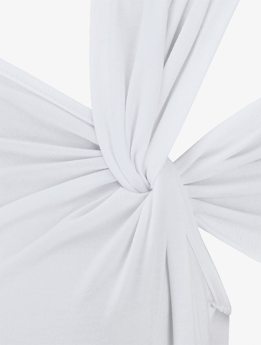 Body uni à manches courtes stylisées - Blanc - 3