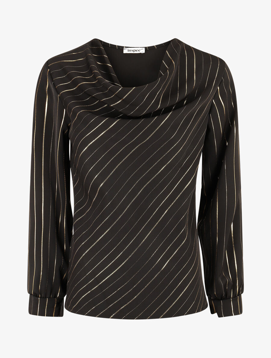 Blouse fluide à rayures irisées - Noir - 4
