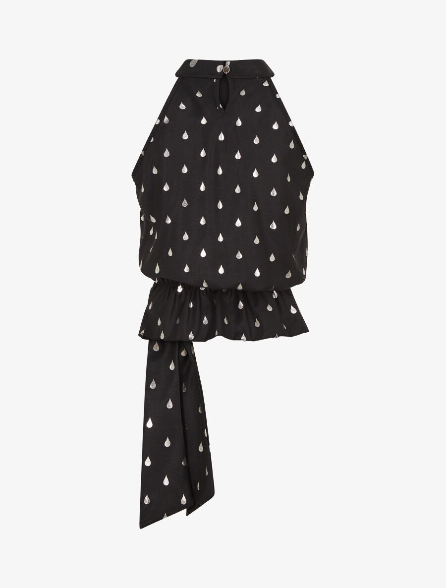 Top droit sans manches flocage gouttes irisées - Noir - 2