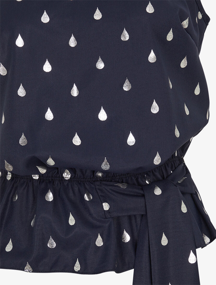 Top droit sans manches flocage gouttes irisées - Marine - 3