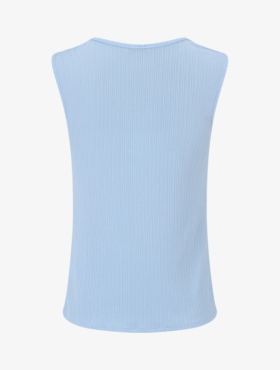 Top droit sans manches à broche plume - Bleu ciel - 2