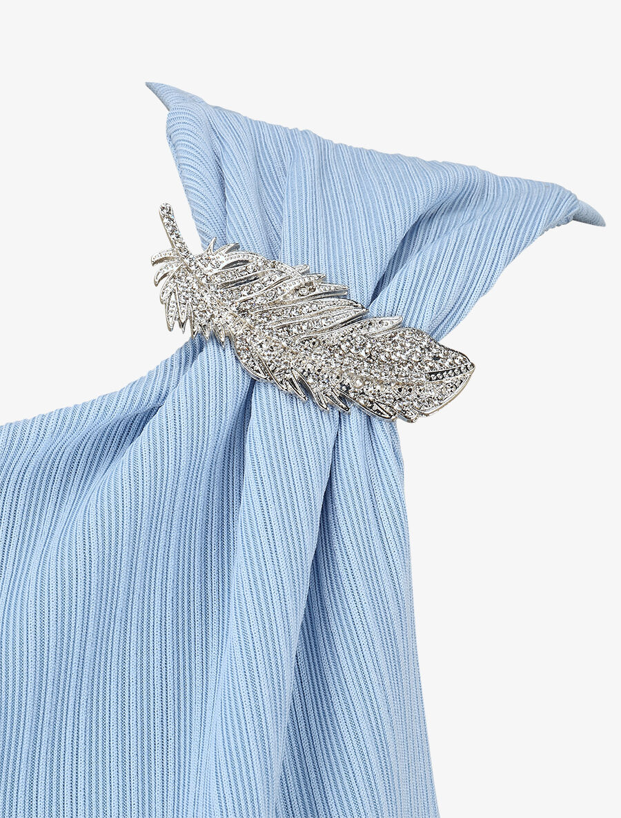 Top droit sans manches à broche plume - Bleu ciel - 3