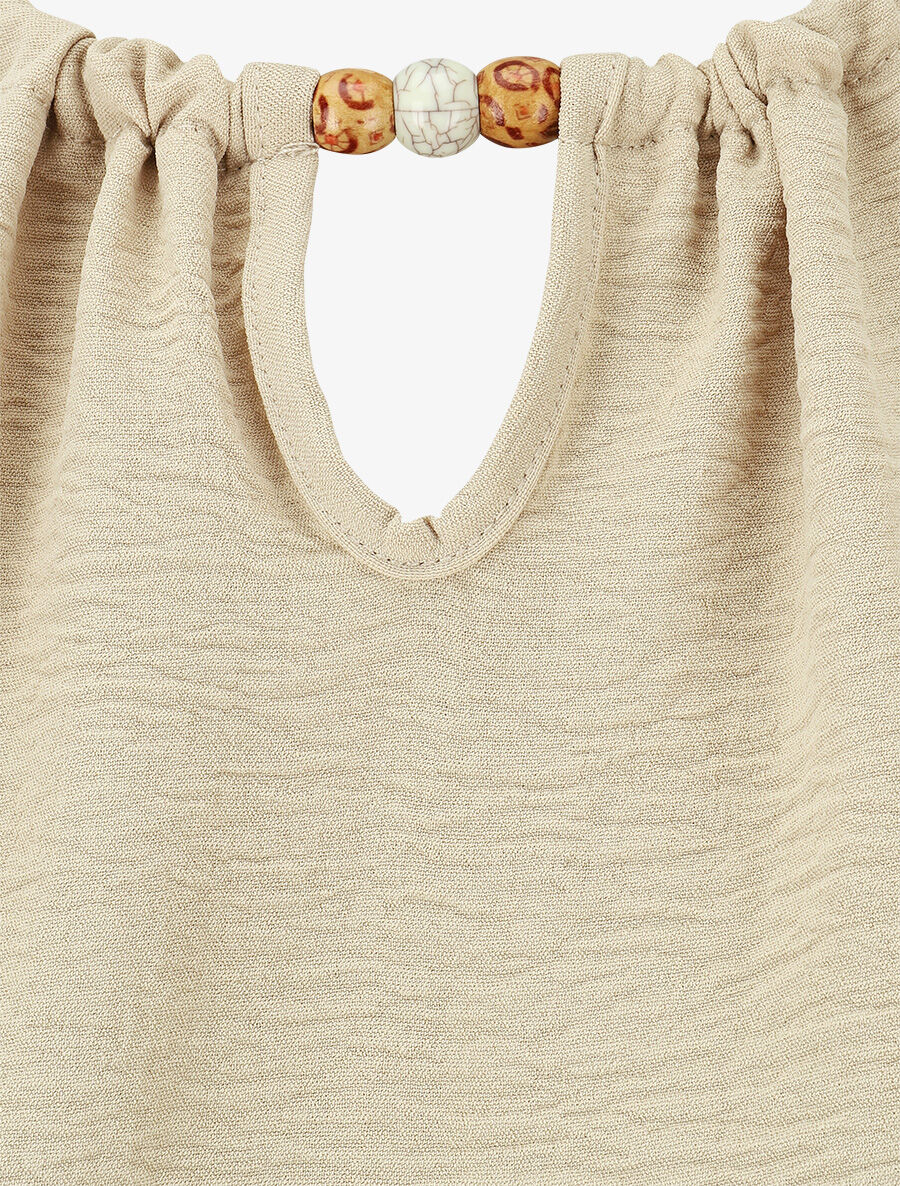 Top boule uni sans manches - Beige - 3