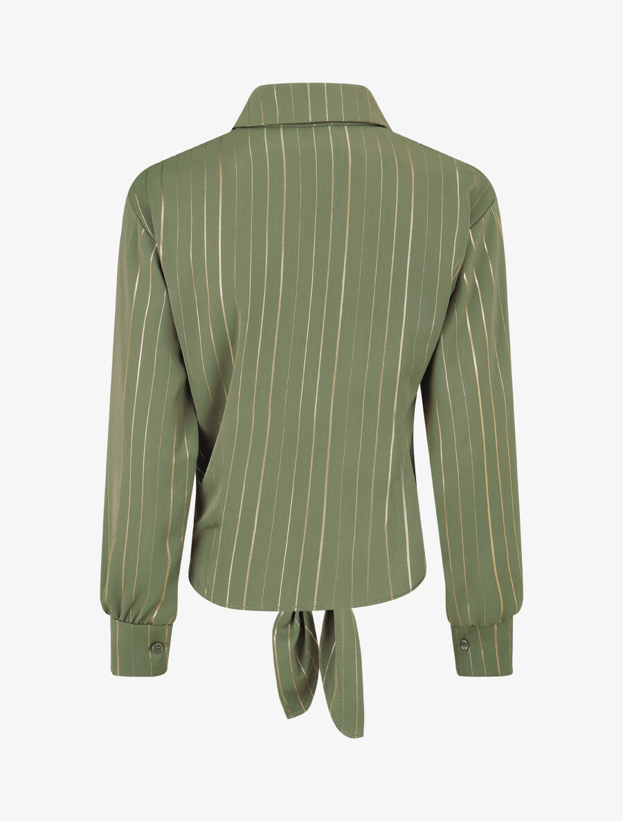Blouse à nouer et rayures irisées - Kaki - 2