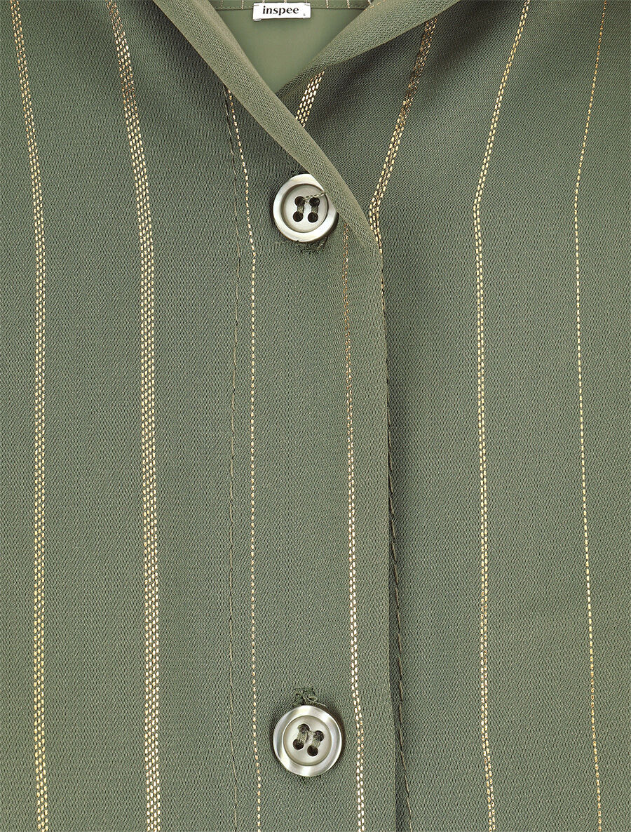 Blouse à nouer et rayures irisées - Kaki - 3
