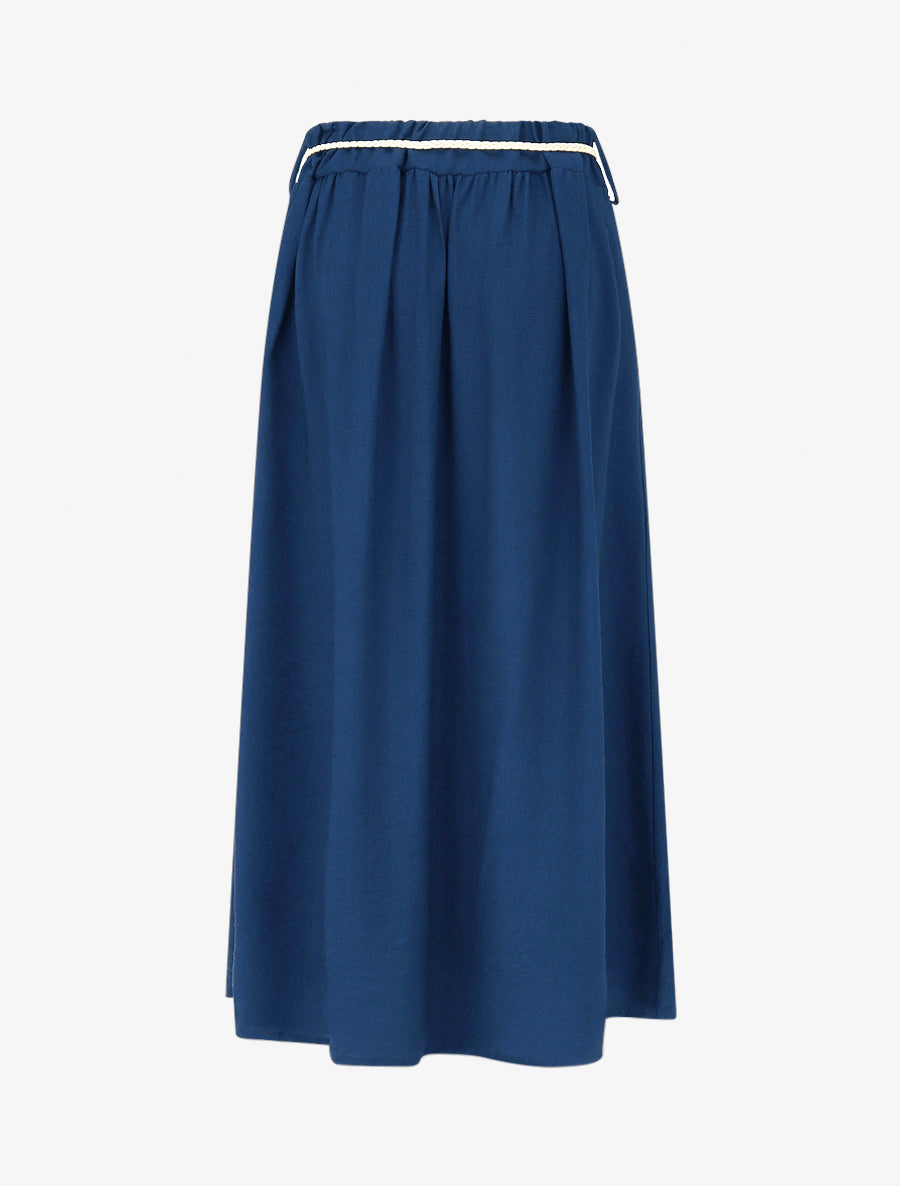 Lange rok met hoge taille, uitlopende snit - Blauw