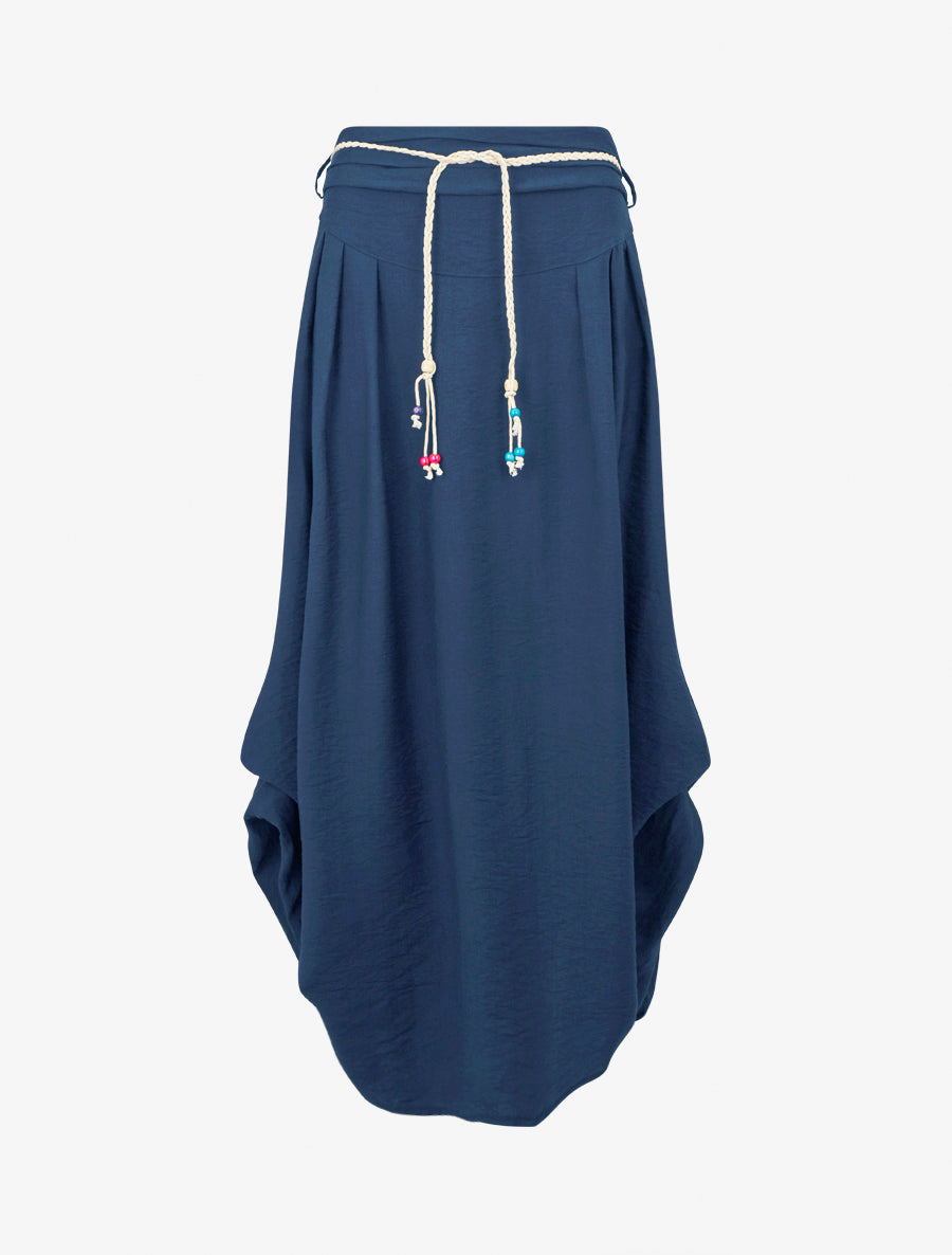 Lange rok met hoge taille, uitlopende snit - Blauw