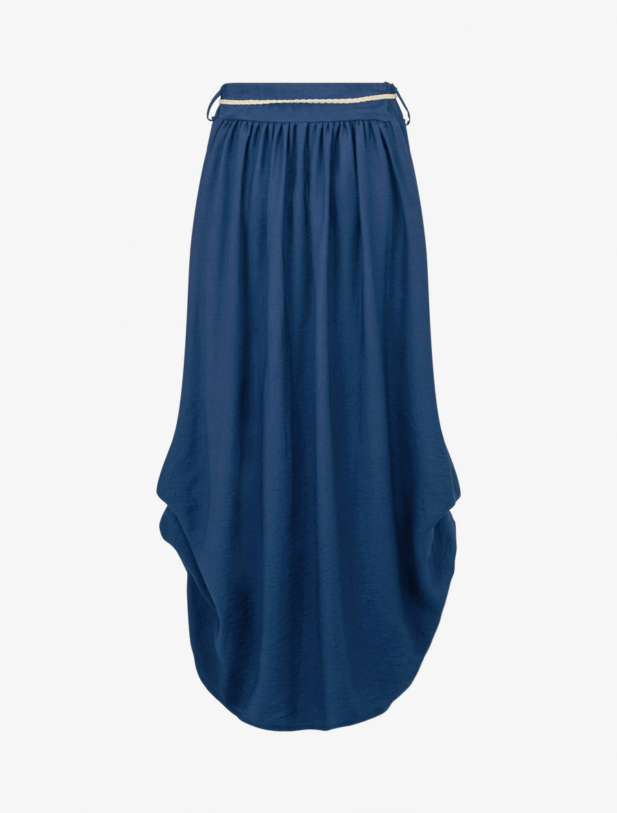 Lange rok met hoge taille, uitlopende snit - Blauw