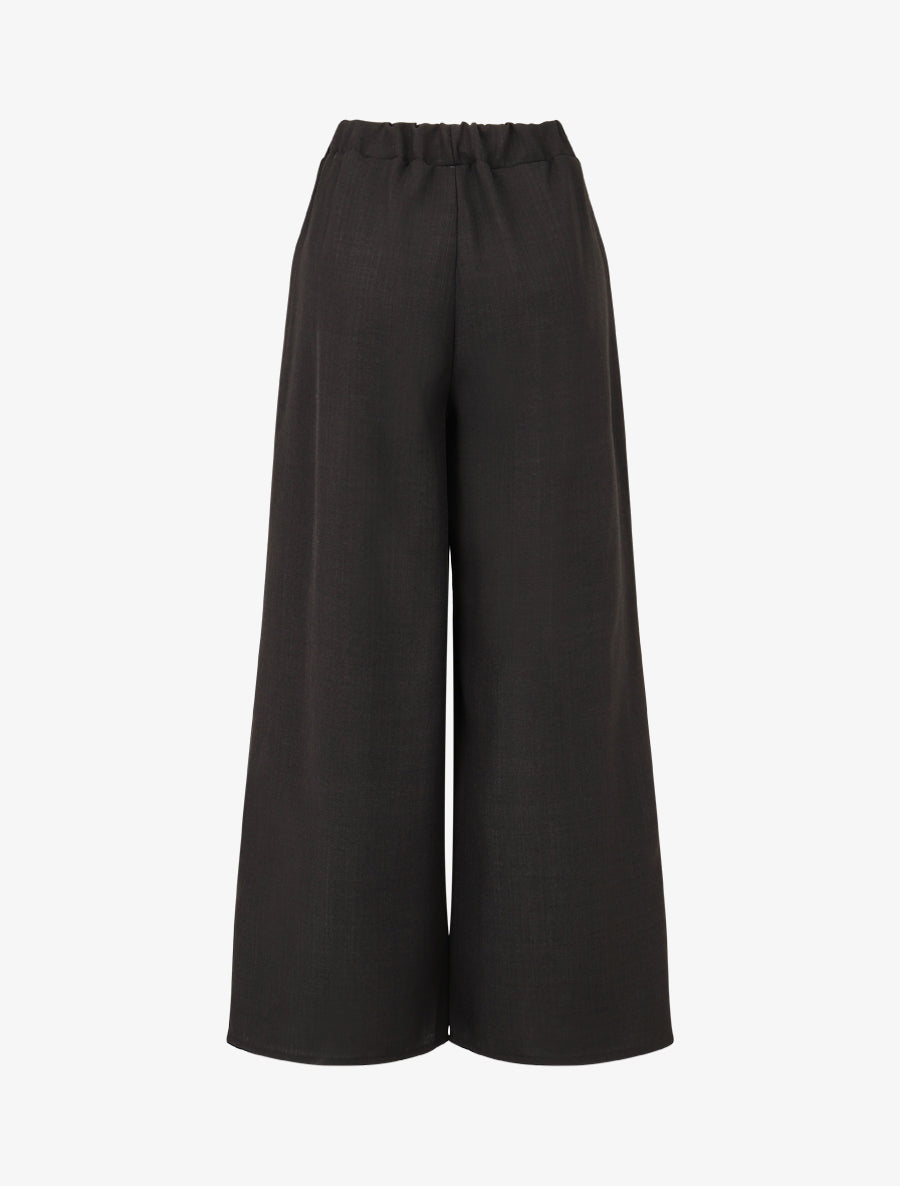 Pantalon élastiqué uni à poches plaquées - Noir - 2