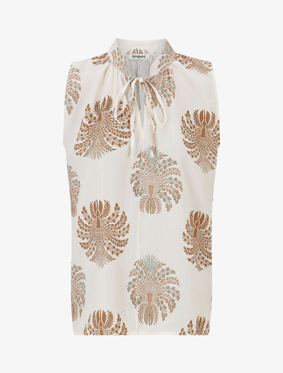 Top sans manches à imprimé fantaisie - Camel - 1