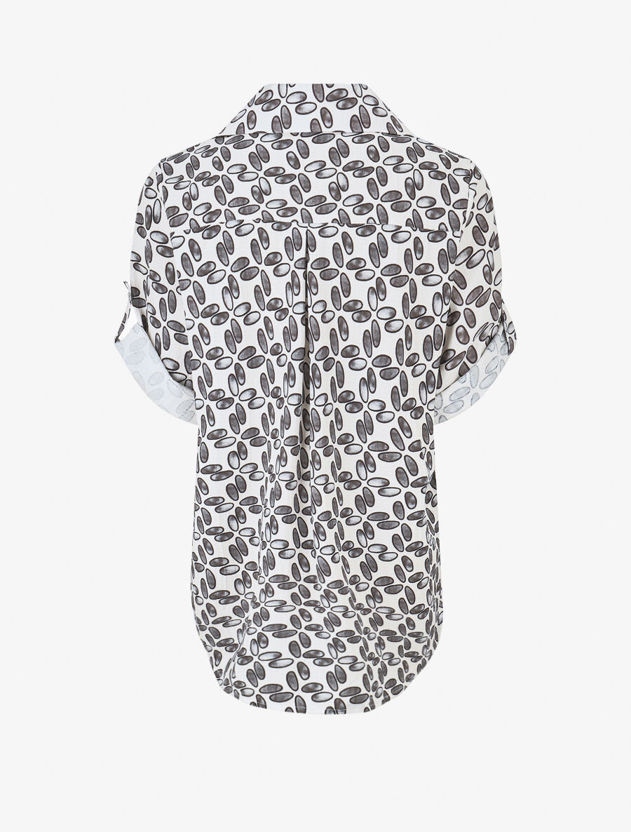 Chemise à manches retroussables imprimé fantaisie - Noir - 2