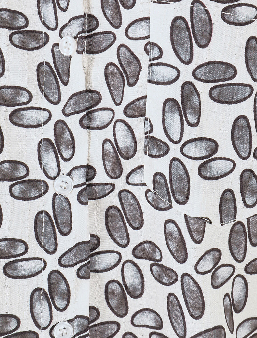 Chemise à manches retroussables imprimé fantaisie - Noir - 3