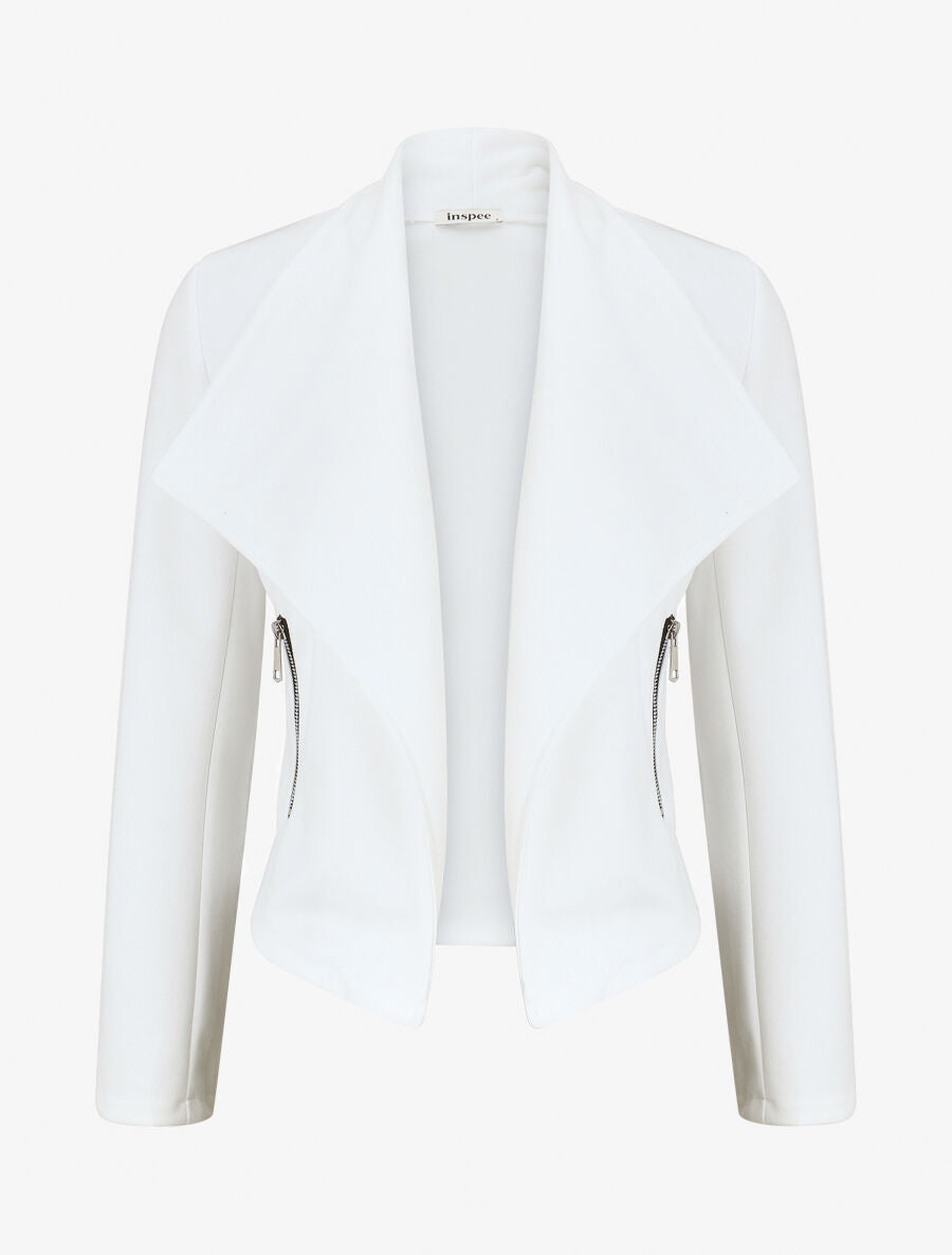 Veste en suédine à col châle - Blanc - 1