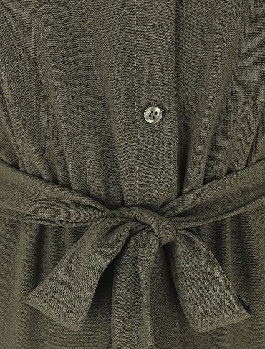 Combinaison droite sans manches style chemise - Kaki - 3
