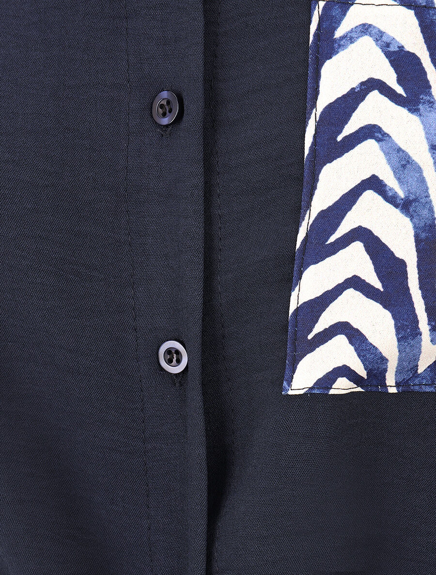 Chemise manches courtes et poche fantaisie - Marine - 3