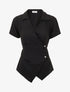 Top asymétrique manches courtes - Noir - 4
