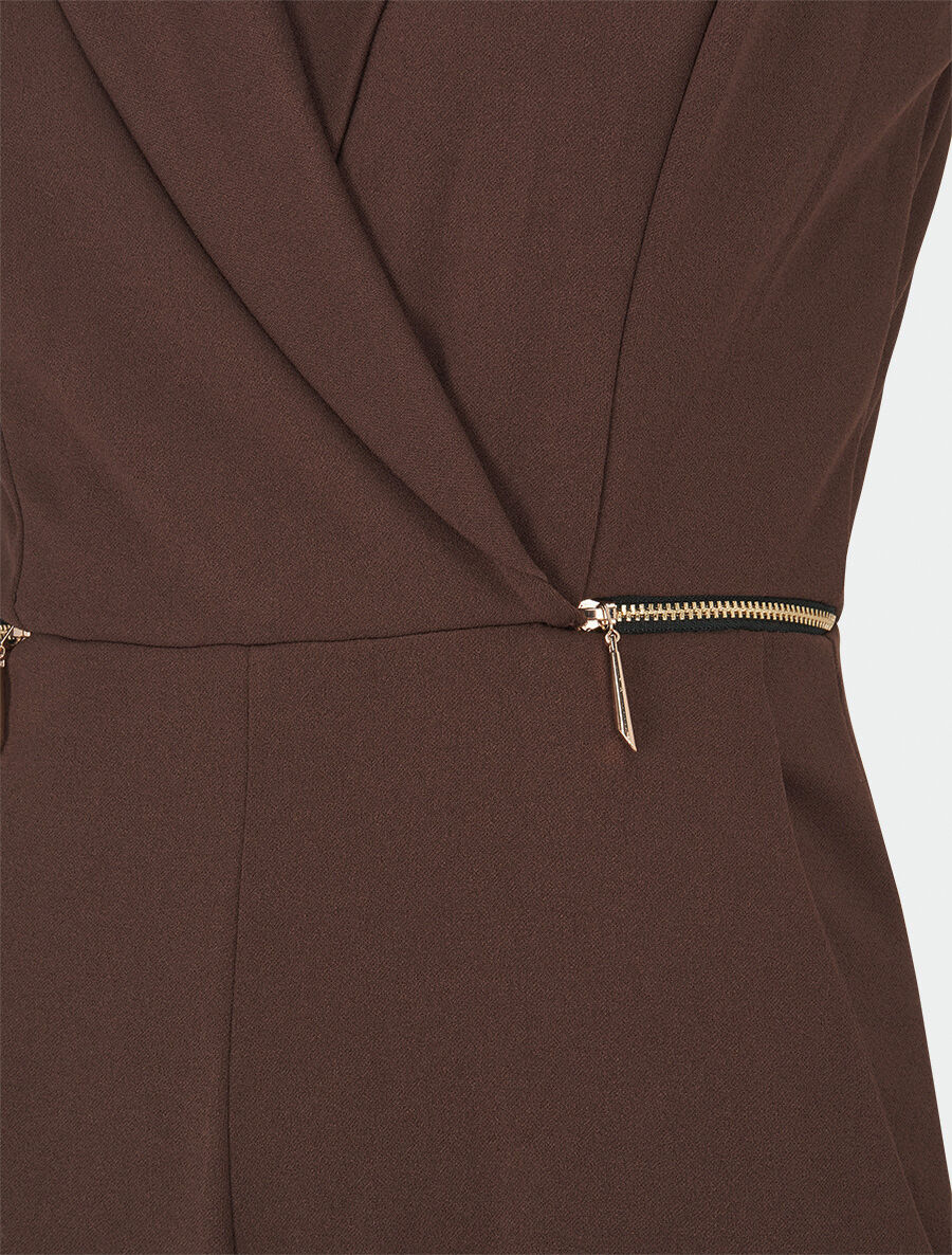 Combinaison droite à zips - Marron - 3