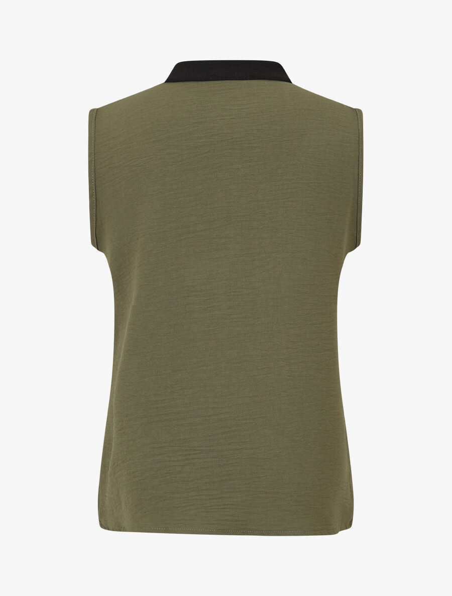 Top bicolore en voile - Kaki - 2