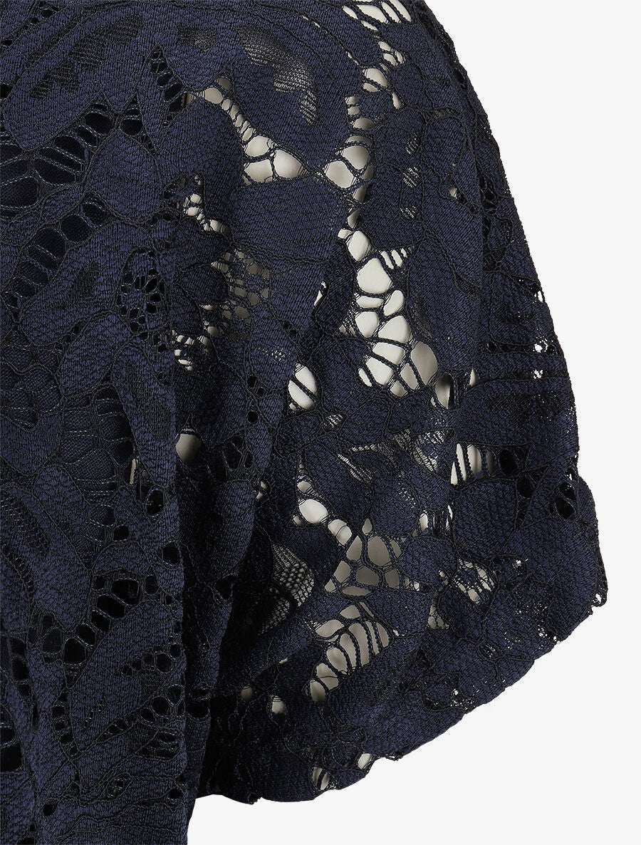 Top en dentelle à manches courtes - Marine - 3