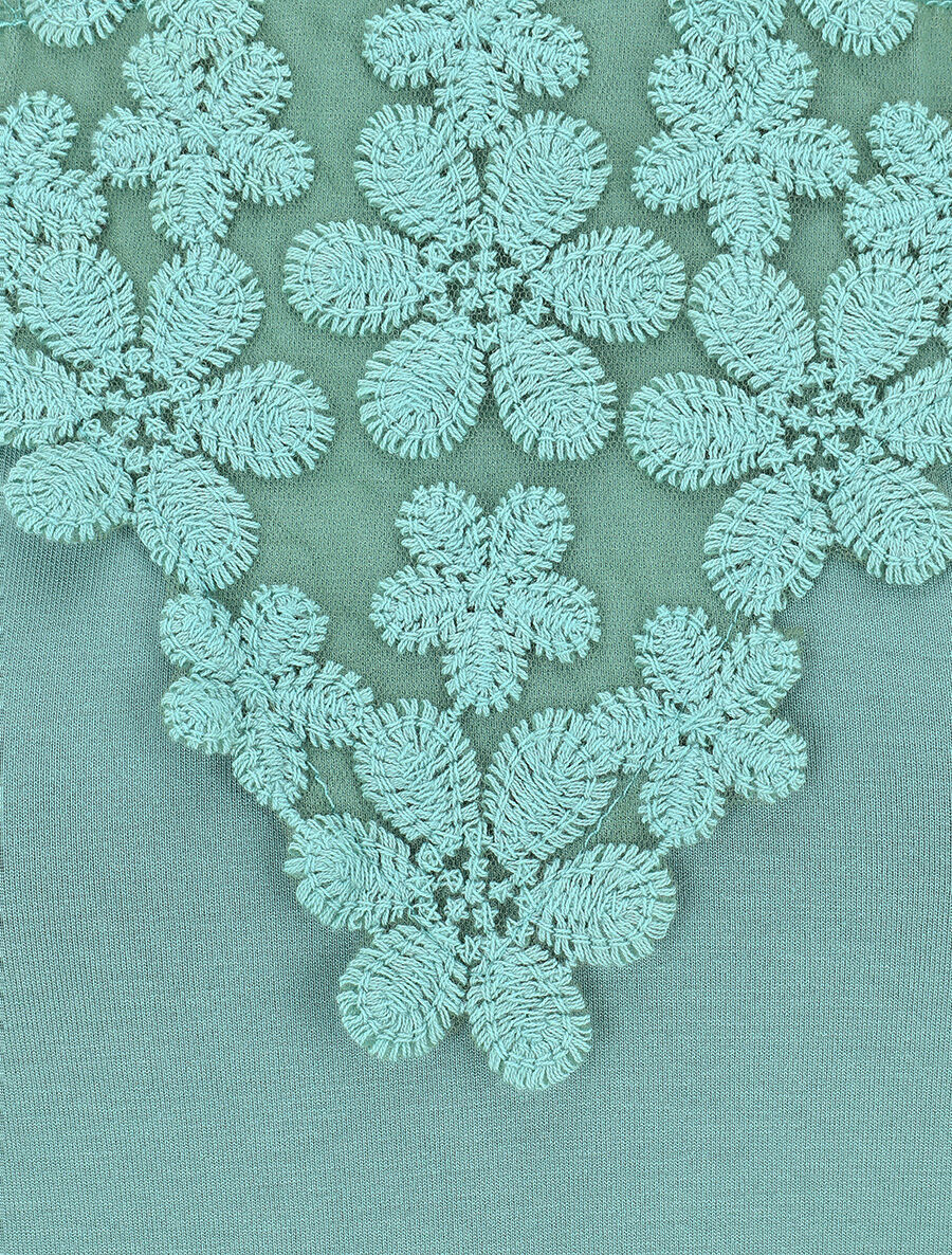 Top sans manches col rond en dentelle - Vert d&