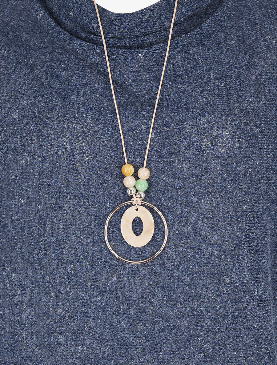 Pull fin manches 3/4 à col bénitier - Bleu - 3