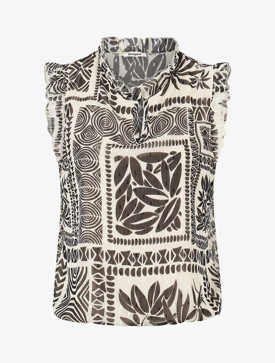 Top sans manches irisé imprimé graphique - Noir - 4