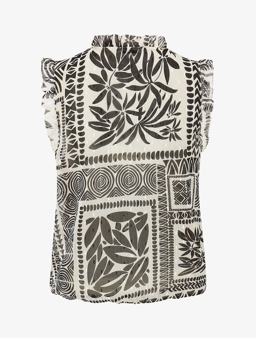 Top sans manches irisé imprimé graphique - Noir - 2