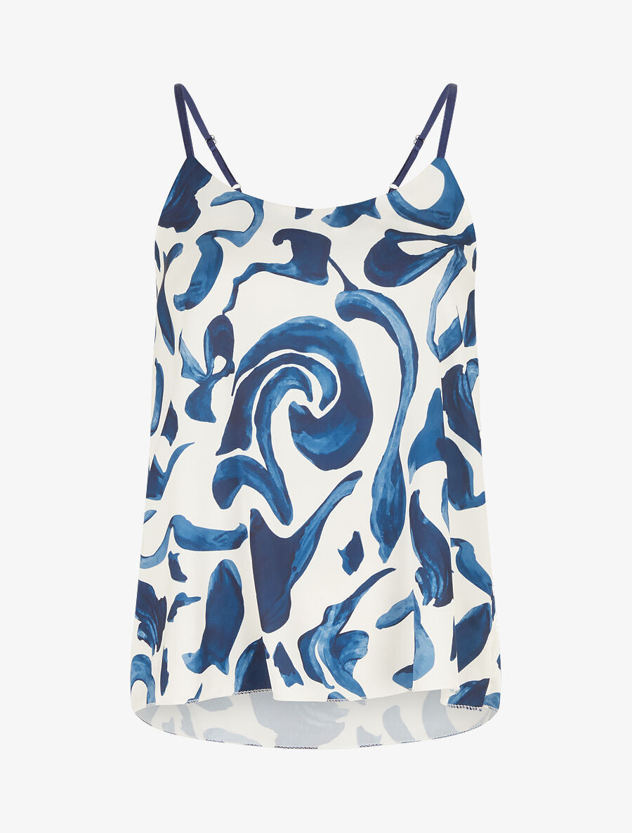 Caraco satiné imprimé fantaisie - Marine - 1