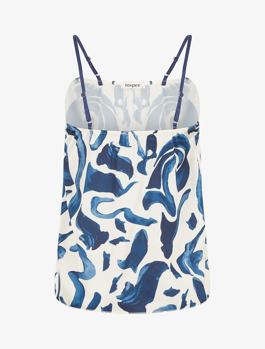 Caraco satiné imprimé fantaisie - Marine - 2