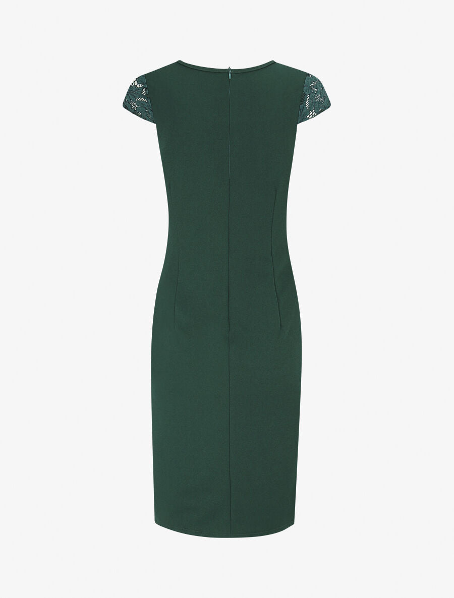 Robe portefeuille à buste dentelle - Vert - 2