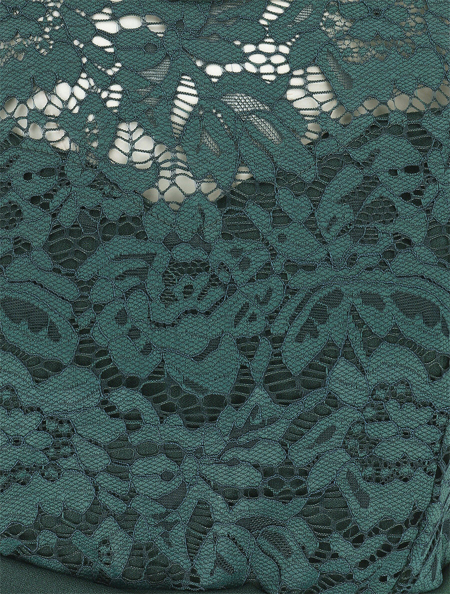 Robe portefeuille à buste dentelle - Vert - 3