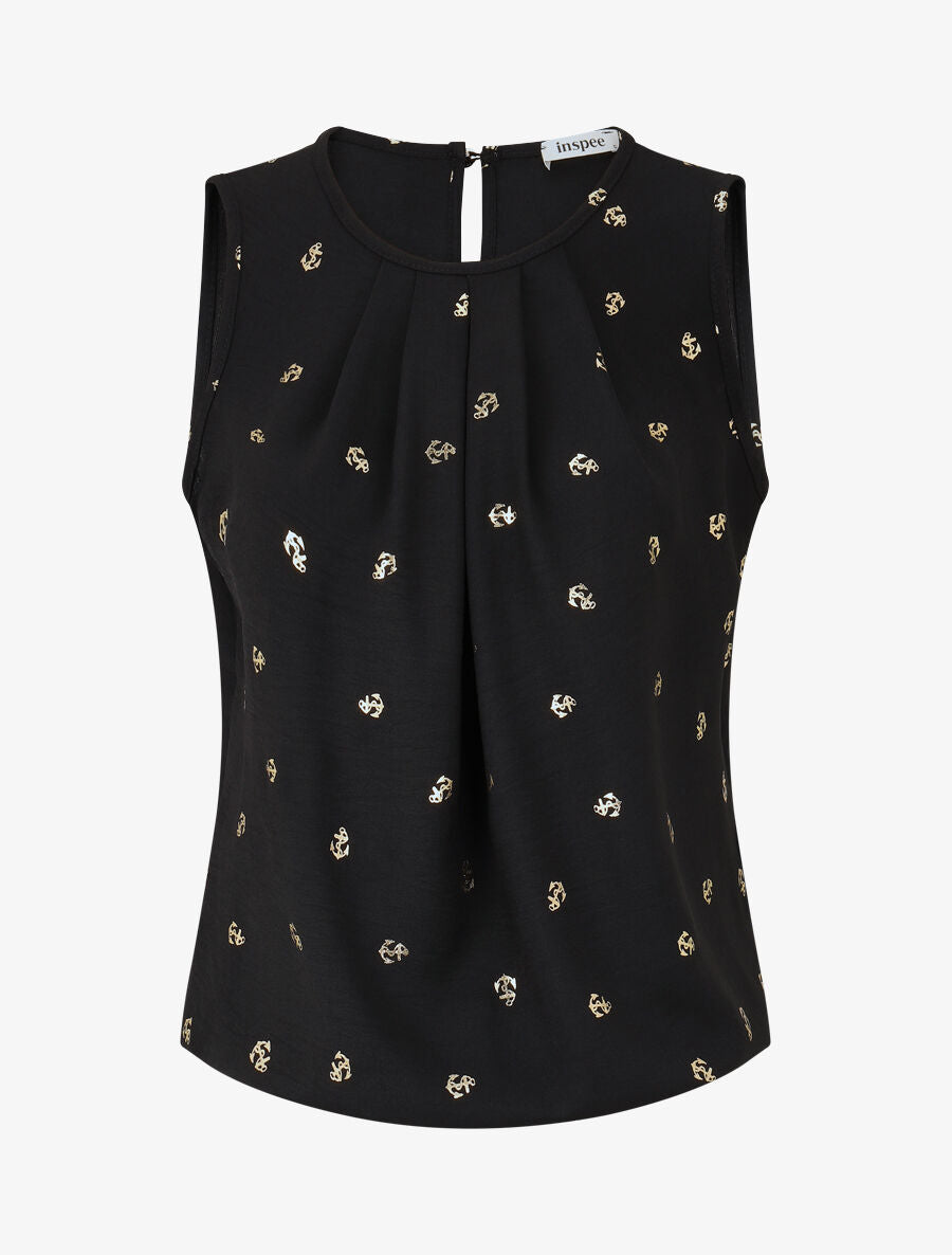 Top sans manches motif ancres irisées - Noir - 4