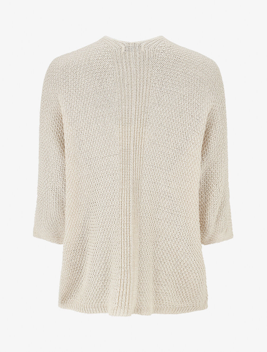 Gilet uni en maille ajourée - Beige - 2