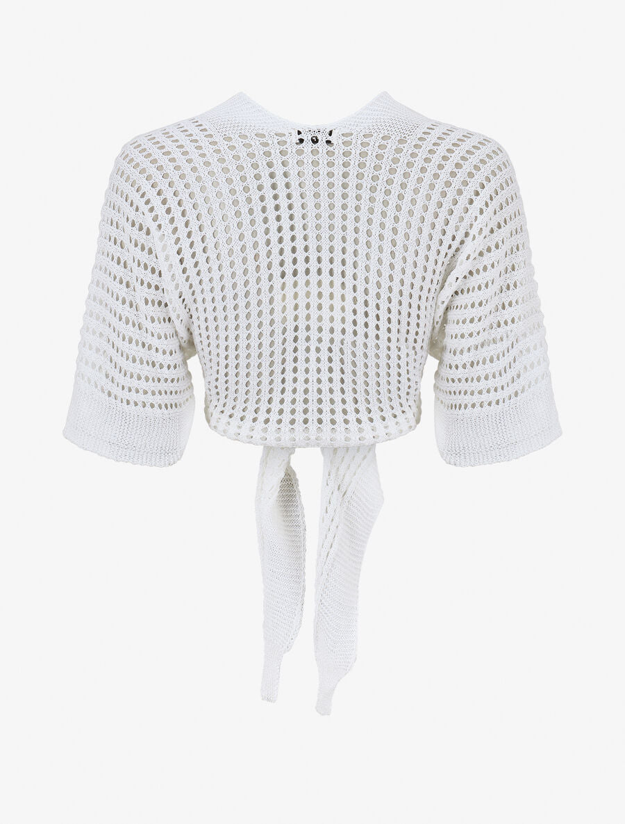 Gilet ajouré à nouer - Blanc - 2