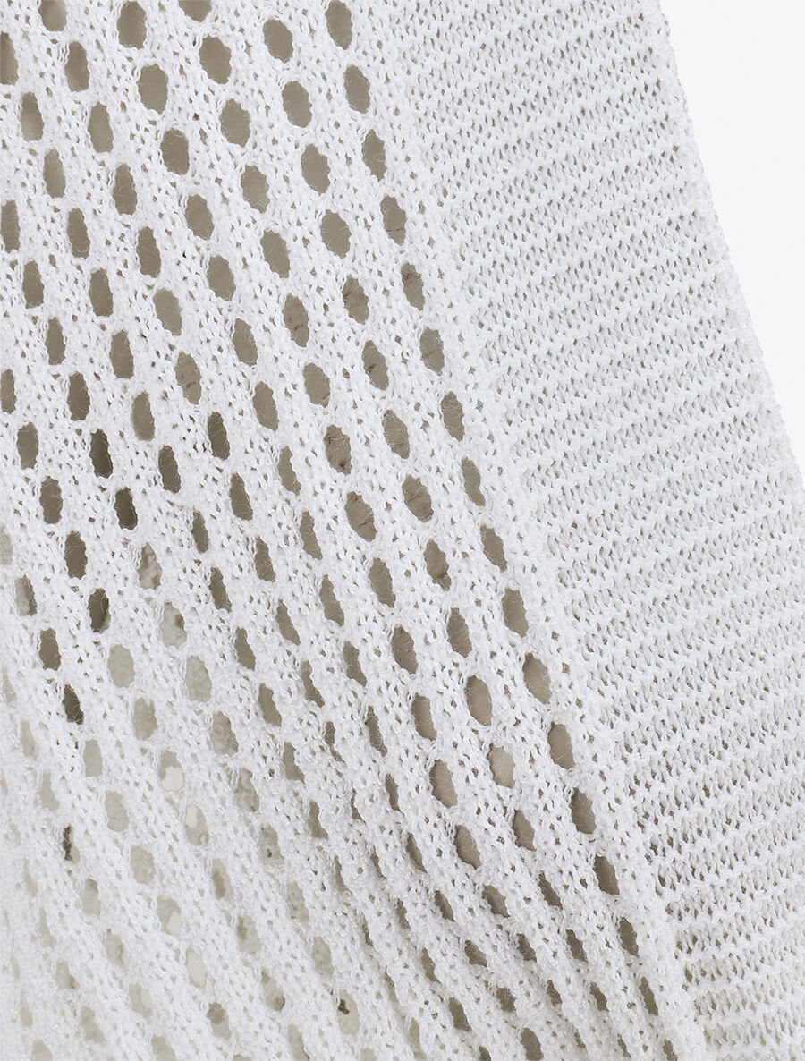 Gilet ajouré à nouer - Blanc - 3