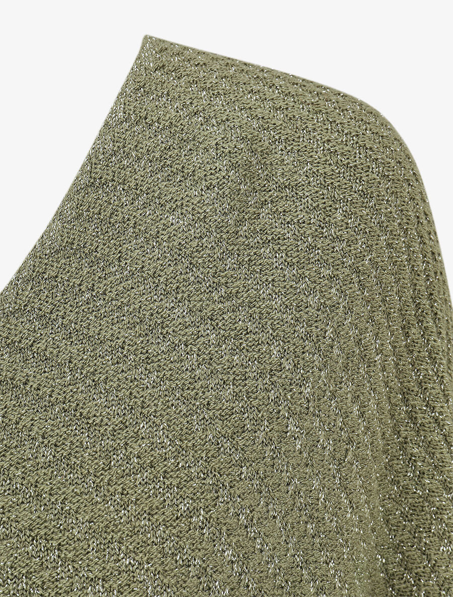 Pull fin irisé à manches courtes - Kaki - 3