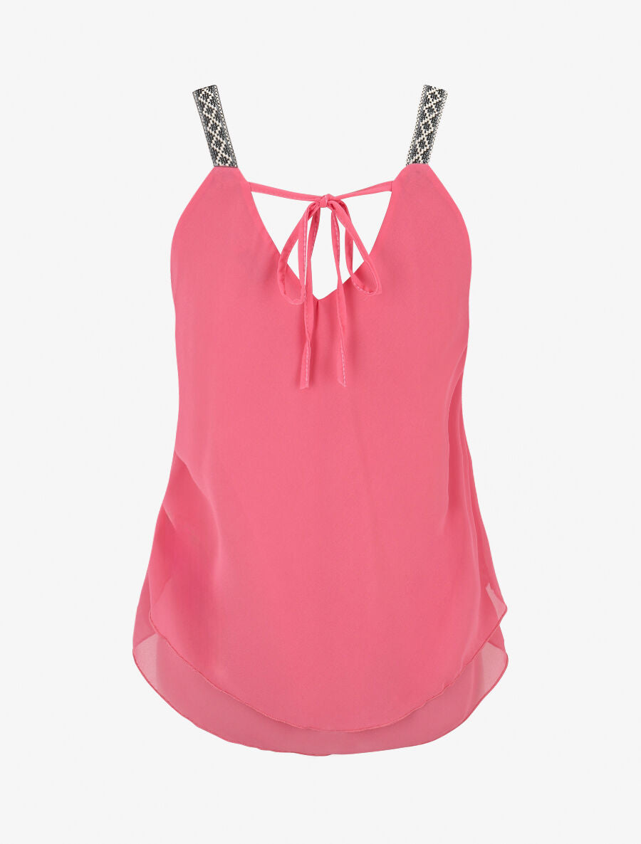 Top uni à bretelles imprimé aztèque - Rose - 2