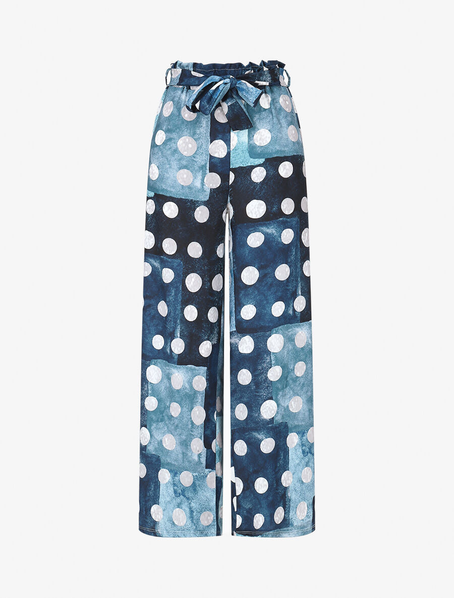 Pantalon fluide à imprimé cercles - Marine - 4