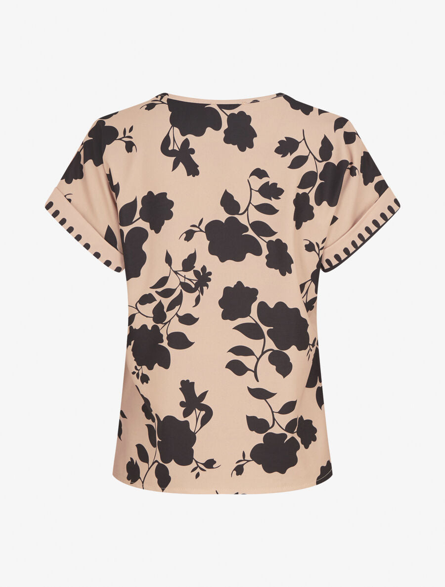 Blouse imprimé floral à col V - Beige - 2