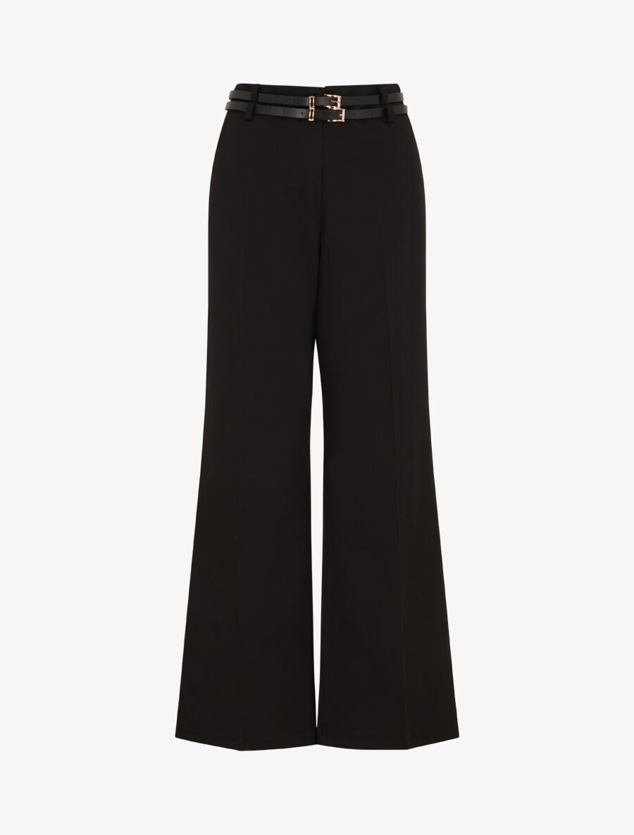 Pantalon droit taille haute ceinturée - Noir - 4